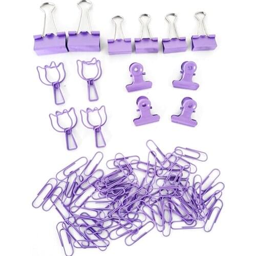 84Pcs/Set Document Bulldog Metal Grip Medium Mixed Steel Stationary Multicolor Foldback Office Study Binder Bulldog Paper Clips