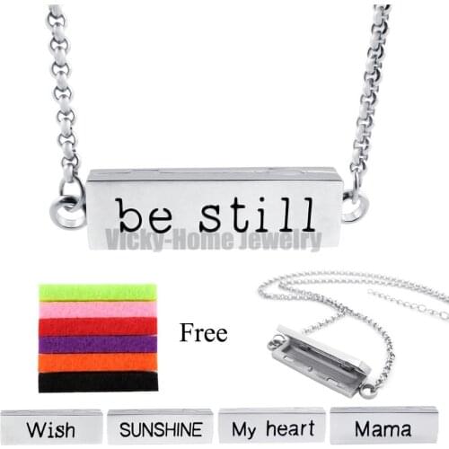 Free Chains Be Still 35MM*10MM Stainless Steel Essential Oils Aromatherapy Locket Perfume Diffuser Necklace Bracelet