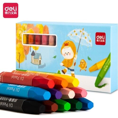 Deli 33982 12 color oil painting stick 12 Colors hexagon Crayons Colouring Pencil for Students Kids Children For students