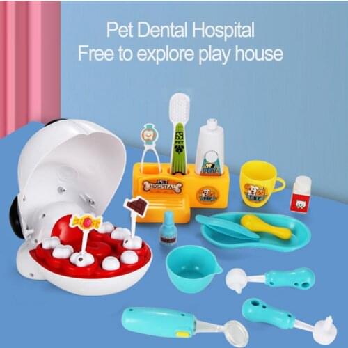 Childrens DIY Doctor Toy Veterinary Simulation Dog Tooth Extraction Pet Healty Care Toy Educational Kit Role Play Set