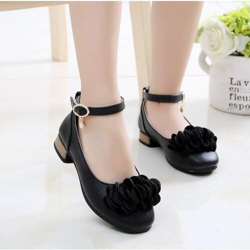 Childrens Shoes Girls' Flats Leather Shoes Princess Flats Casual Flowers Sweet for Party Chic Hot In Girls Non-slip Cute 36-37