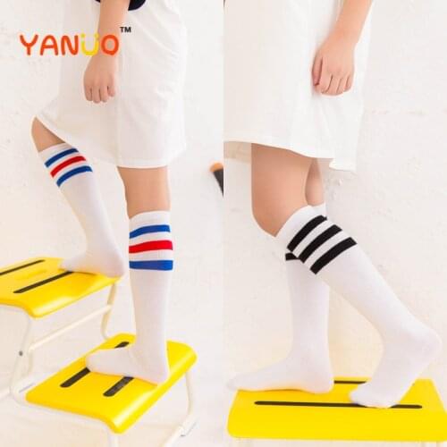 Spring and Autumn Cotton Childrens Socks Three-bar Student Football Socks In Tube Socks Pure Cotton Breathable Girls Socks