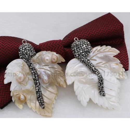Natural shell pearl beads carved leaf shape natural color pave cz druzy finding handcrafted jewelry finding beads 263