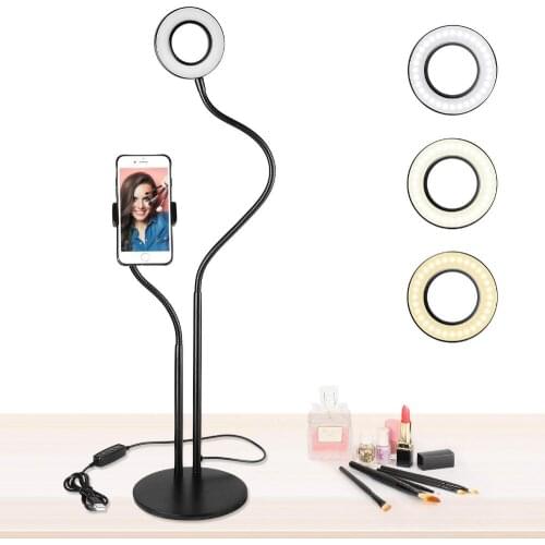 Photo Studio Selfie LED Ring Light with Cell Phone Mobile Holder for Youtube Live Stream Makeup Camera Lamp for iPhone Android