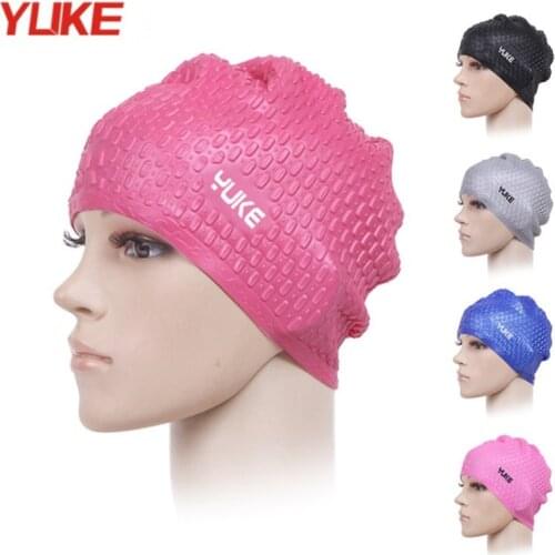 Yuke Adults Swimming Caps Men and Women Waterproof Large Ear Plug Protect Swimming Hats Silicone Swim Cap YK202161502