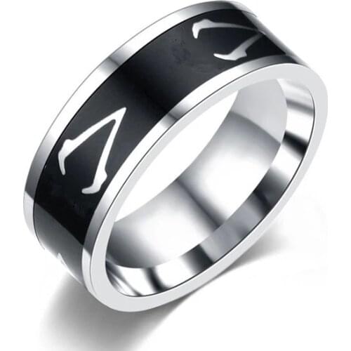 8mm Attack on Titan Black sliver Stainless Steel Ring Wings Of Liberty Flag Finger Rings For Men Women Jewelry Anime Fans