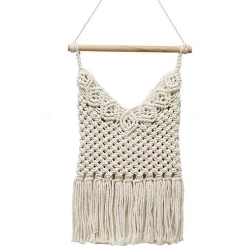 Macrame Magazine Strong Holder Wall Hanging Bohemian Bag Wall Mount Cotton Woven Hanging Pocket Boho Home Decor