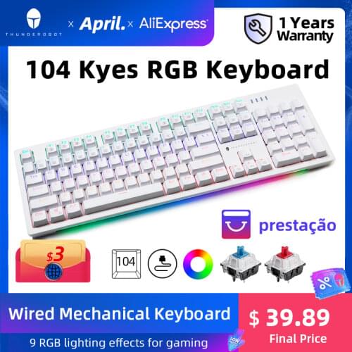 KG3104 RGB Mechanical Keyboard Wired USB Gaming Keyboard 104 Keys Gamer Blue Switch Red Switch White Keyboard Gaming Keyboards