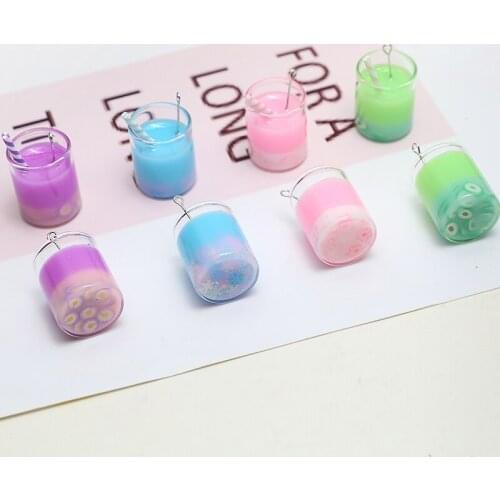 6pcs Fashion Earrings For Women Statement Creative Colorful Drink Fun Glass Silicone Belt Hanging Jewelry Bag Keychain Pendant