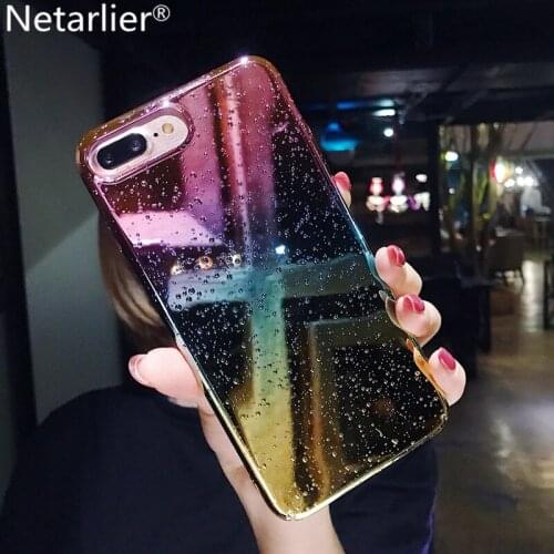 Netarlier Newest Luxury Case For iPhone 7 8 3D Water Drop Fashion Colorful Rainbow Gradient Plastic Hard Fitted Phone Case Cover