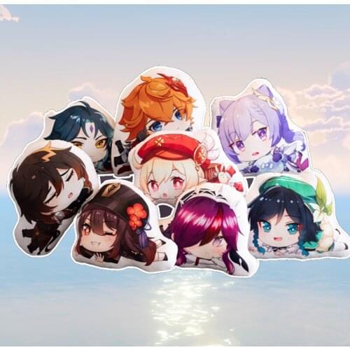 New Game Animation Genshin Impact Plush Pillow Zhongli Diluc Venti Klee Keqing Qiqi Two-dimensional Decoration Back Cushion Gift