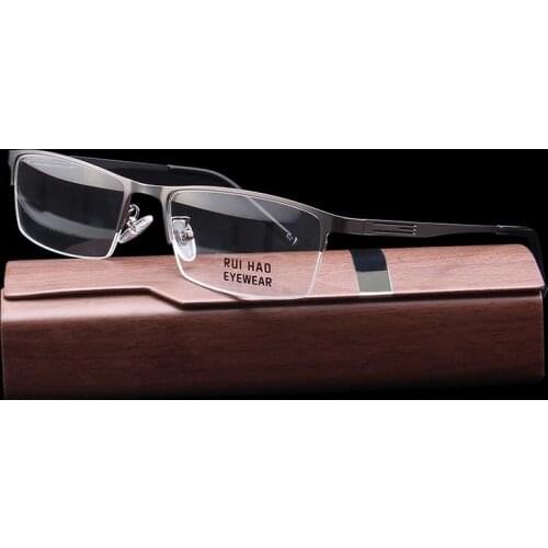 Stainless Steel Alloy Eyeglasses Frame Unisex Leisure Glasses Frame Super Light Half Rimless Optical Spectacles