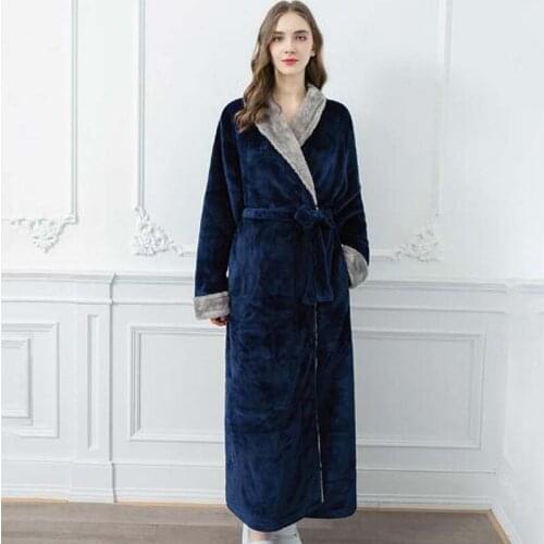 2020 Autumn Winter Warm Long Bathrobe Women Pajamas Flannel Bath Robes for Women Sleepwear Sexy Night Gowns Bath Robe Male Men