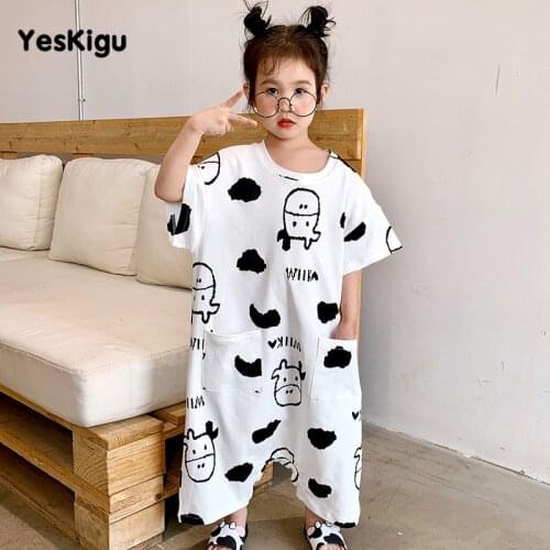 2021 Children Pajama jumpsuits Boys Girls Cartoon Cow Printing Sleepwear One-piece Pyjamas Short Sleeve Household Clothes