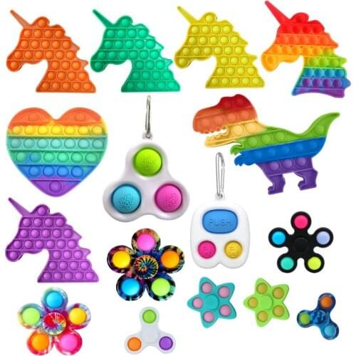 Pops Fidget Reliver Stress Toys Rainbow Push Is Bubble Antistress Toys Adult Children Simple Dimple Toy To Relieve Autism поп ит