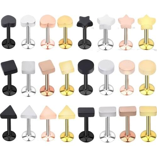 Simple Geometric Labret Ring Ear Cartilage Earrings Tragus Lip Rings Surgical Stainless Steel Body Piercings Jewelry Mix Styles