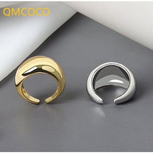QMCOCO 925 Silver New Simple Creative Design Twist Ball Wide Ring Vintage Opening Adjustable Handmade Ring Fashion Fine Jewelry