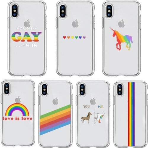 Rainbow Lesbian Pride colourful Gay Phone Case Transparent soft For iphone 5 5s 5c se 6 6s 7 8 11 12 plus mini x xs xr pro max