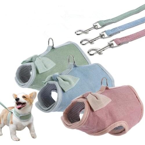 Adjustable Bowtie Cat Dog Harness Pet Clothes Basic Collar Harnesses Chest Strap Mesh Small Puppy Kitten Harness Leash Supplies