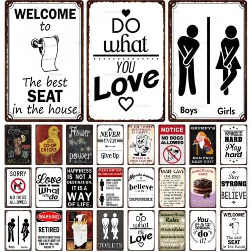 Retro Family Inspirational Quote Do What You Love Metal Sign Bathroom Rules Tin Sign Plate Toilet Home Room Decor Plaques 4Fr-10
