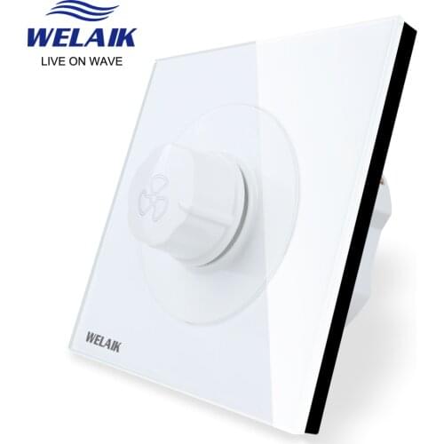 WELAIK Manufacturer-Glass Panel-Speed-regulation Wall-switch UK-Standard fan-wall-switch AC220V B17TSW