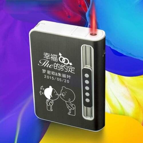 Ten Metal Cigarette Case Inflatable Windproof Lighter Cigarette Case In One Smoking Accessories Air Tight Storage Container Weed