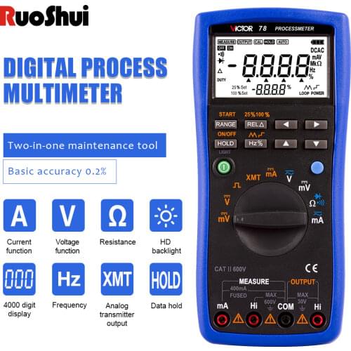 Victor Process Calibrator Multimeter Best Handheld Voltimetro HD Large Screen Auto Range Profesional Meter Signal Source Tester
