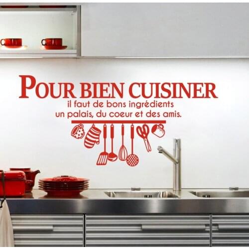 French Cuisine Design Vinyl Wall Sticker Pour Bien Cuisiner Mural Wall Decal Art Wallpaper Kitchen Wall Decor Home Decor Poster