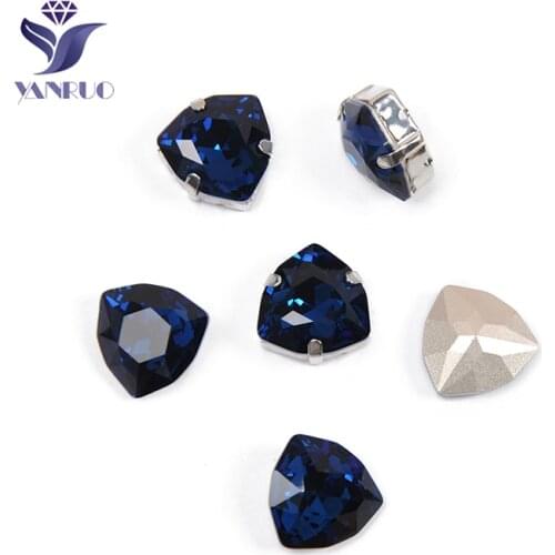 YANRUO 4706 Trilliant Montana Rhinestone Glass Sewing Stones Rhinestones Pointback With Claws Decoration Shoes Dress For Jewelry