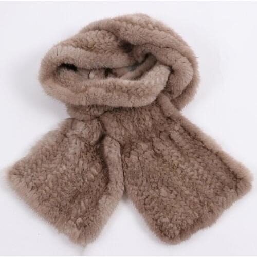 Winter warm women soft knitted fur scarves ladies real mink fur scarf