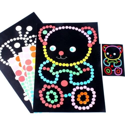 1/2/4/8 Set Kids Mosaic Colorful Dot Cartoon Drawing Puzzle Stickers Games Art Crafts Visual Training Patience Concentration Toy