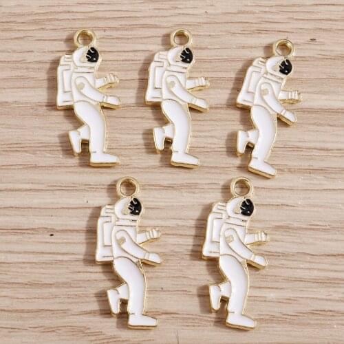 10pcs 11*25mm Alloy Enamel Astronaut Charms for Jewelry Making Spaceman Pendants Necklaces Earrings Bracelets DIY Handmade Craft