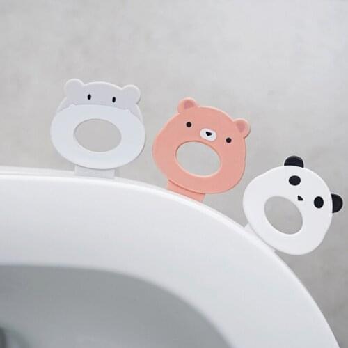 2pcs Portable Toilet Seat Cover Lifter Cartoon Animal Closestool Toilet Lift Device Handle Home Bathroom Accessories