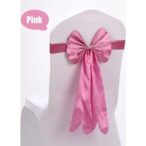 20pcs/lot Wedding Party Decoration PU Leather Bow Tie Chair Band Hotel Banquet Satin Chair Sash Red/Pink/Blue/Yellow 13 Colors