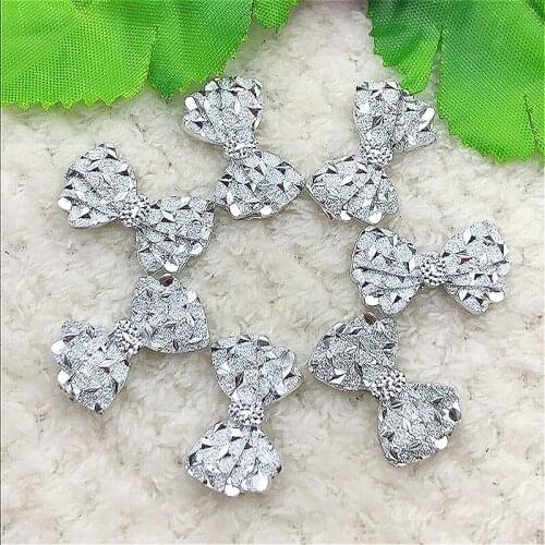 40PCS14mm*22mm White Flatback Bow Tie Resin Rhinestone DIY Decoratio
