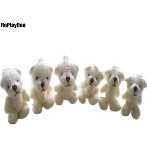 50pcs/lot Mini Teddy Bear Stuffed Plush Toys 3/4cm Small Bear Stuffed Toys white pelucia Pendant Kids Birthday Gift Decor 008