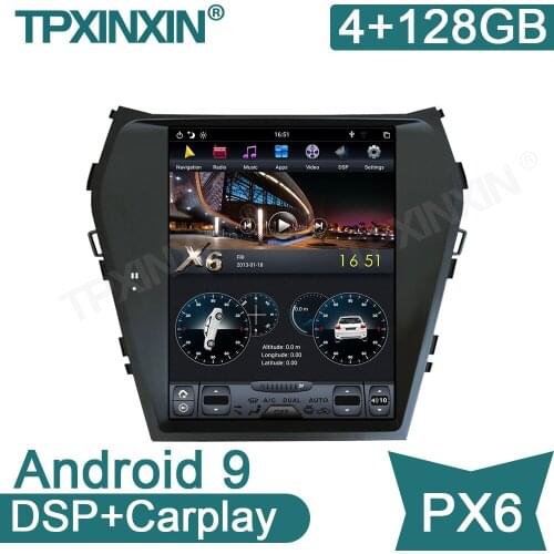 Android 9 4+128G PX6 For Hyundai Santa Fe ix45 2013-2018 GPS Navigation Headunit Multimedia Player Radio Tape Recorder