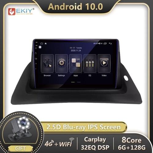 EKIY Blu-ray IPS 6+128G DSP Android 10 For Renault Kangoo 2007-2009 Car Radio Mutimedia Player Navigation GPS Stereo no 2 DIN HU