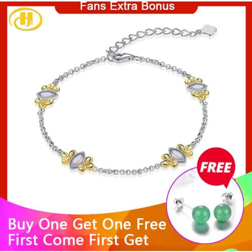 Hutang Real 925 Silver Bracelet For Women Nano Opal Stone Link Bracelet Summer Jewellry Girl part Gift 7.25+1.5 inch