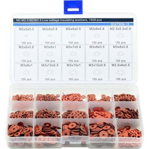 Insulating Washers M2 M2.5 M3 M3.5, 15 Size, 1500 pcs