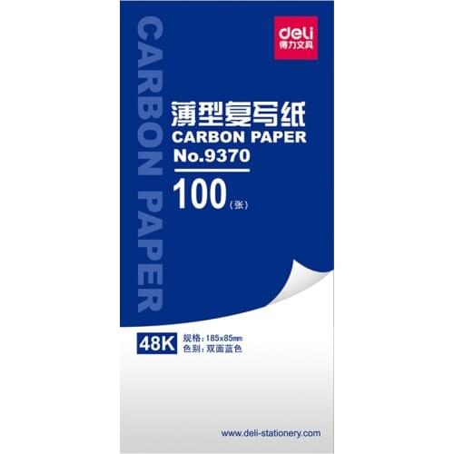 1 bag 100sheets blue color carbon paper include 3 red ones 48k 85x185mm good quality for accounting Deli 9372