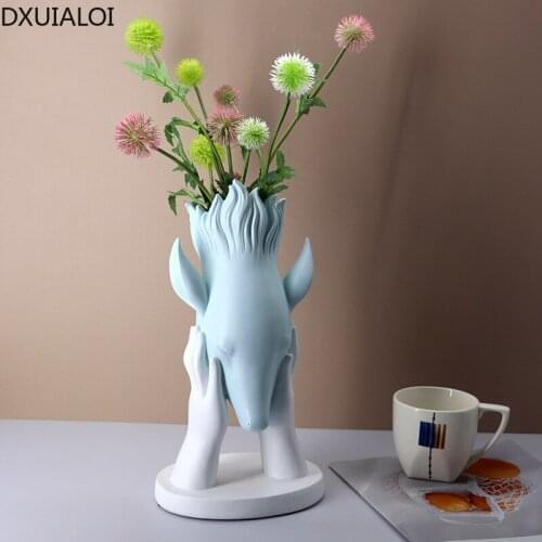 Nordic style resin vase creative ornaments resin crafts home decoration accessories living room decoration golden flower pots