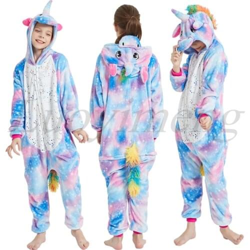 Kigurumi Onesies Kids Unicorn Pajamas For Teens Animal Cartoon Blanket Sleepers Costume Winter Big Boys Girls Licorne Jumspuit