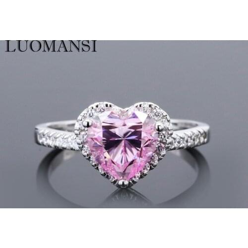 Super Flash 2CT Pink Heart-Shaped Moissanite Ring GRA Certificate Wedding Party Romantic Woman Gift S925 Sterling Silver Jewelr