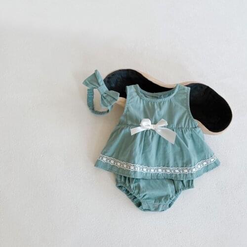 Baby Girls Romper Bow Summer New Born Baby Clothes Girls Jumpsuit Infant Clothes With Headband Princess Toddler Sunsuit Cotton
