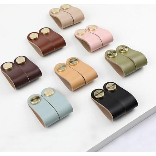 Leather Furniture Cabinet Drawer Handle Nordic Single Hole Metal Brass Wardrobe Kitchen Cupboard Door Pull Dresser Color Knob