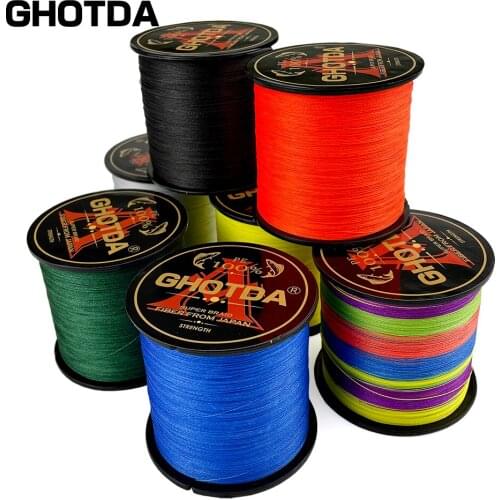 GHOTDA 1000M 500M 300M 100% PE 4 Strand Braided Fishing Line Multifilament Fishing Line Super Strong For Carp Fishing Wire