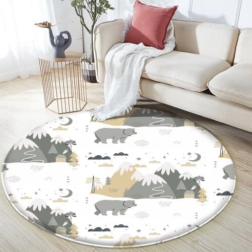 Top Brand Modern Art Soft Round Carpet Cartoon Bear Baixue Childrens Flannel Carpet Childrens Room Anti-slip Carpet&Rug