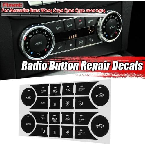 Matte Black Car A/C Radio Button Repair Sticker Decals For Mercedes For Benz W204 C250 C300 C350 2010-2014 Fix Ugly Button
