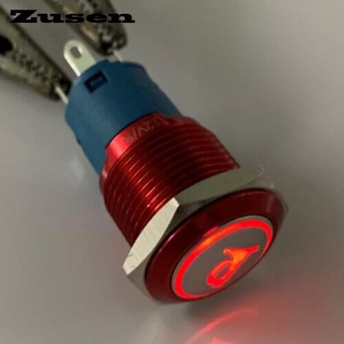 Zusen 16mm illuminated horn symbol momentary push button switch(ZS16B-11DT/R/12V/A with illuminated horn symbo